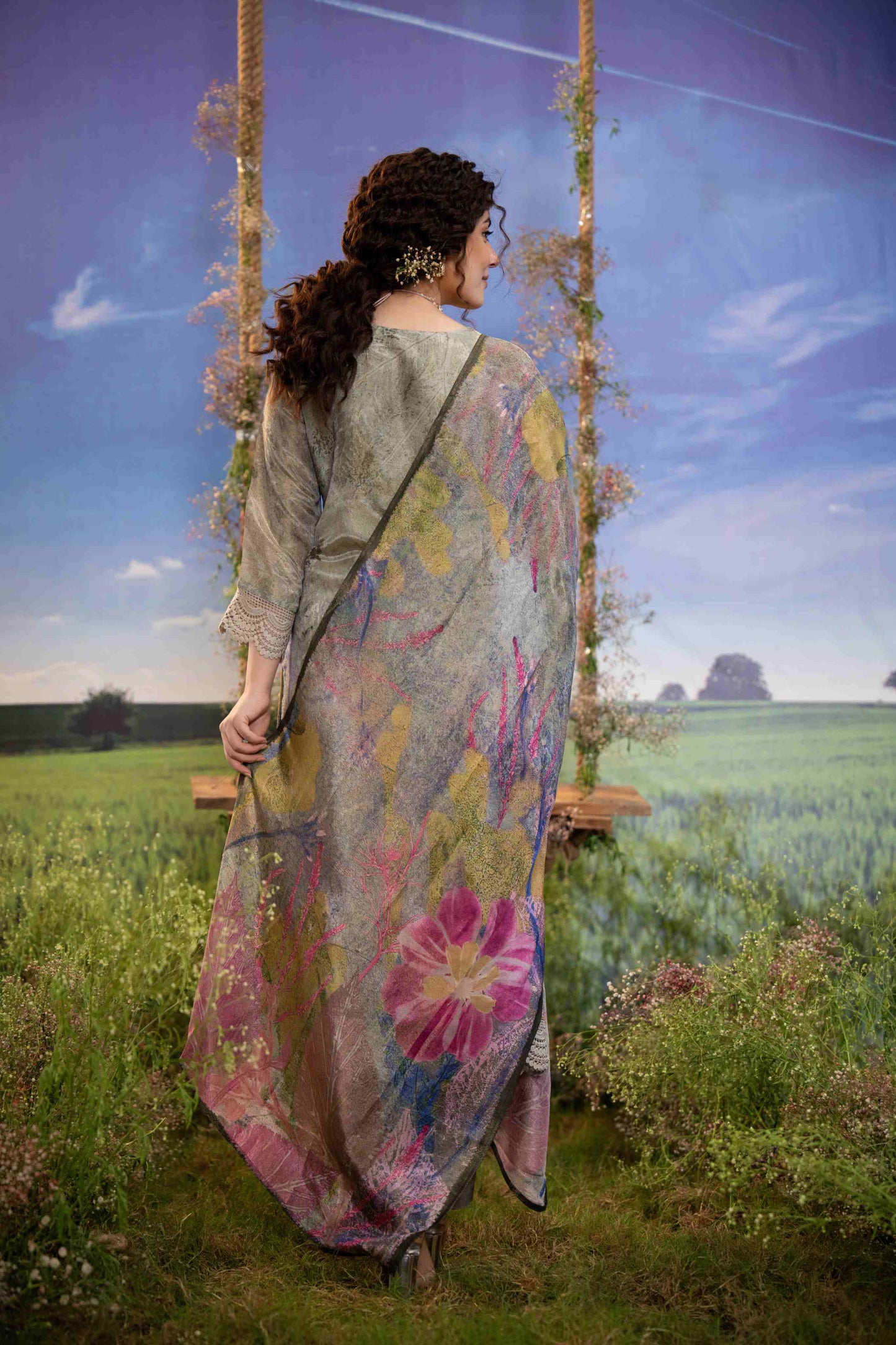 Botanic Mist Muslin 3-Piece Embroidered Suit Set
