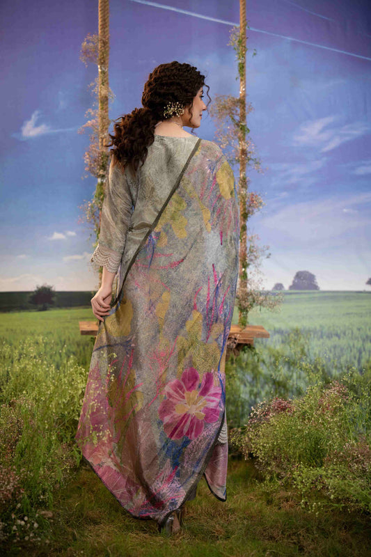 Botanic Mist Muslin 3-Piece Embroidered Suit Set