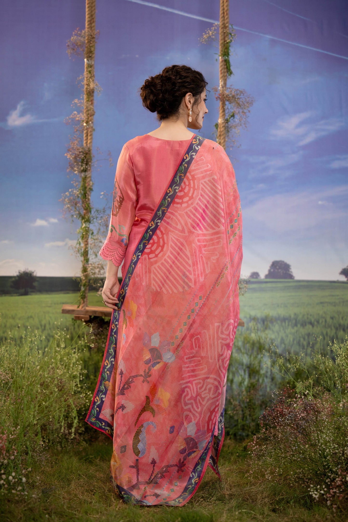 Blush Rose Muslin 3-Piece Embroidered Kurta Set