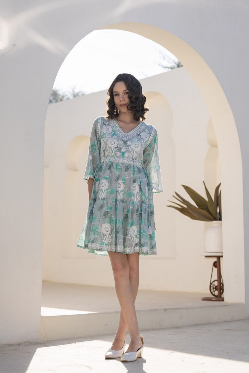 Mint Green Summer Breeze Embroidered Dress