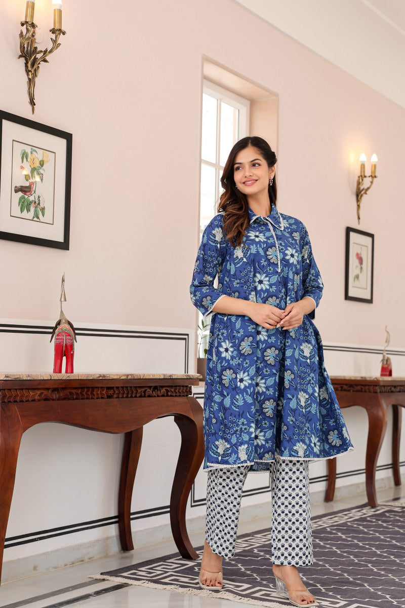 Indigo Garden Printed Cotton Cord Set