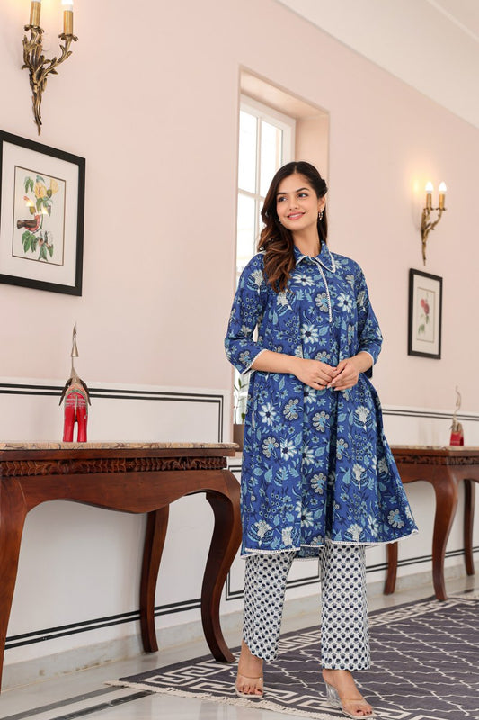 Indigo Garden Printed Cotton Cord Set