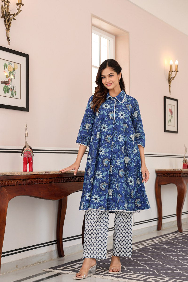 Indigo Garden Printed Cotton Cord Set