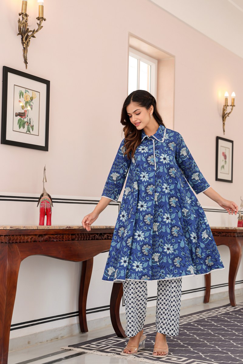 Indigo Garden Printed Cotton Cord Set