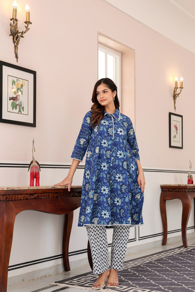 Indigo Garden Printed Cotton Cord Set