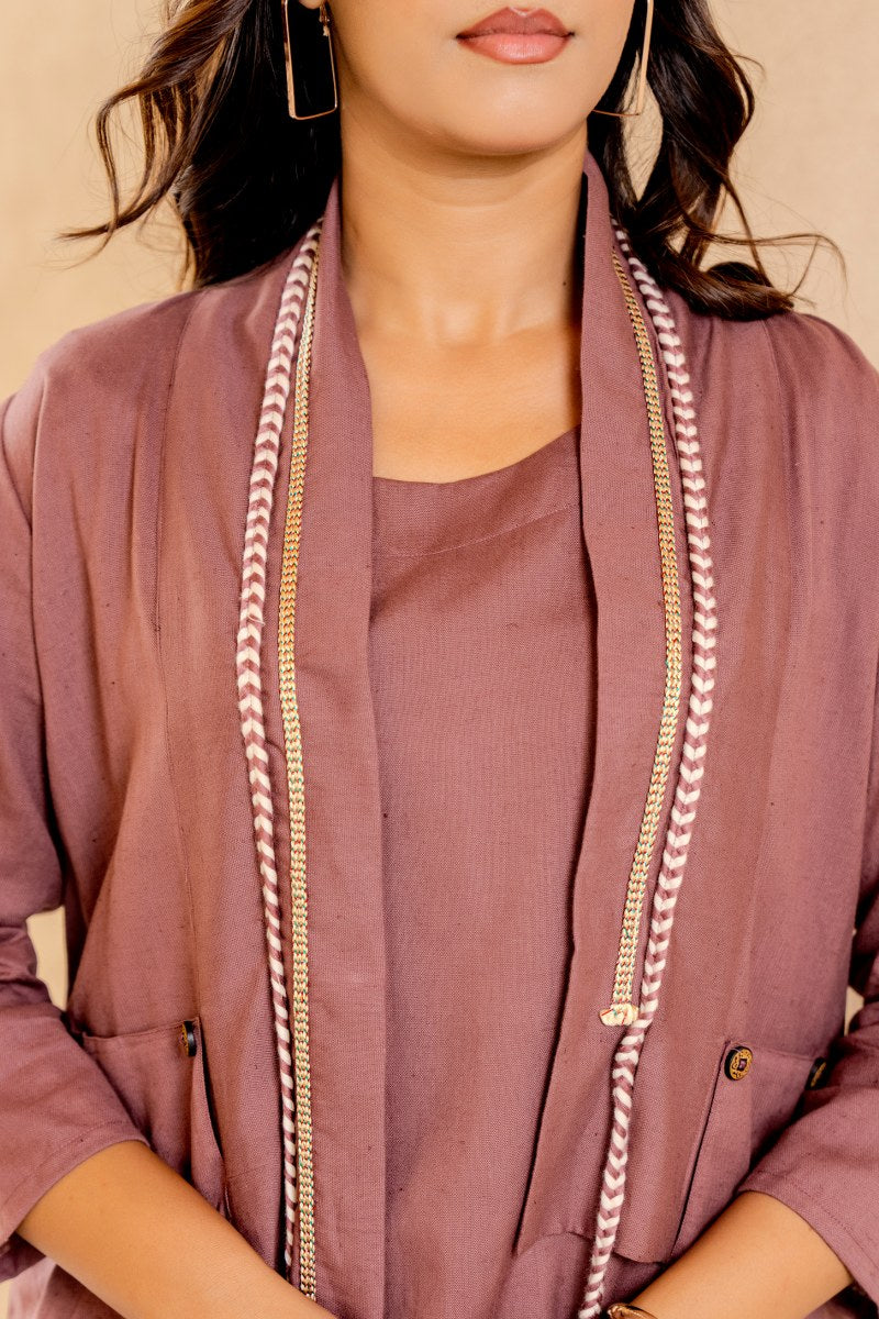 Dusty Rose Co-Ord Set for Women | Cotton Kurta with Palazzo Pants