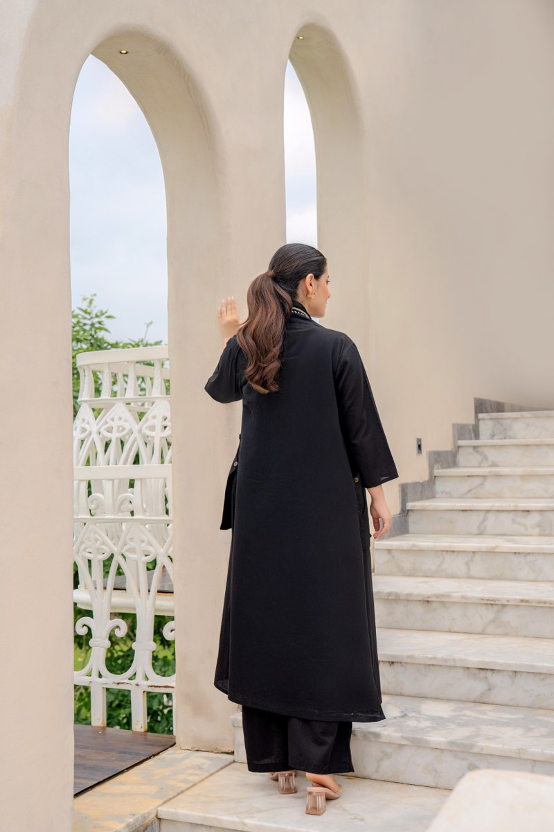 Elegant Black Co-Ord Set for Women | Stylish Cotton Kurta with Palazzo Pants