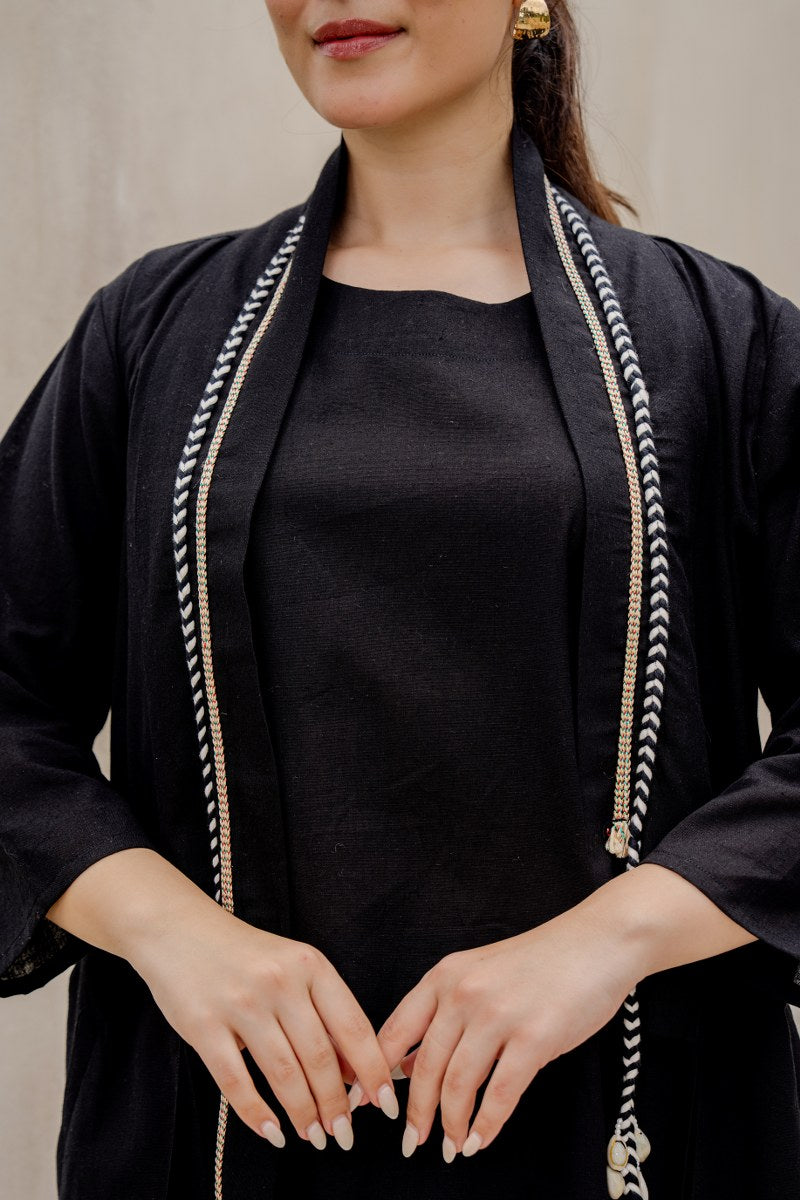 Elegant Black Co-Ord Set for Women | Stylish Cotton Kurta with Palazzo Pants