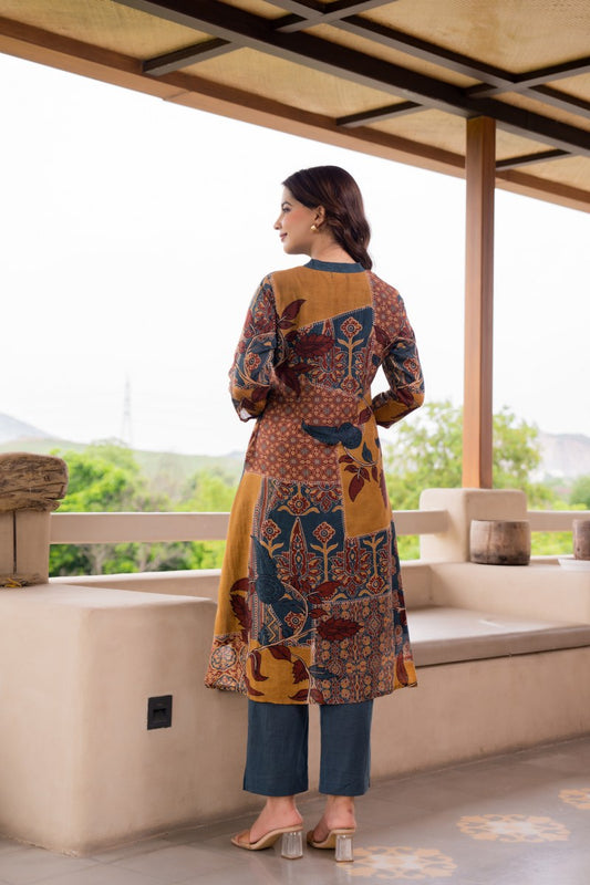 Elegant Printed Mal Cotton Kurti Set for Women | Ethnic A-Line Kurta with Pants | Casual & Festive Wear