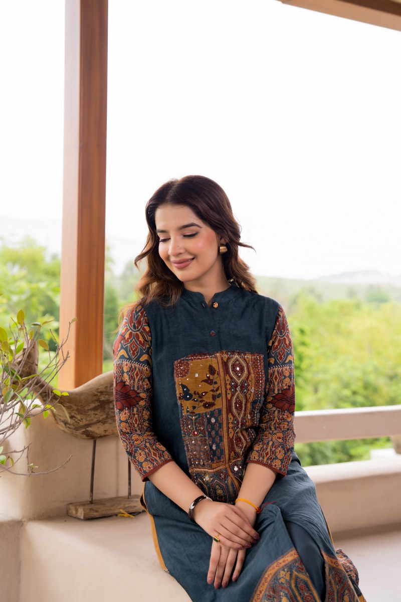 Elegant Printed Mal Cotton Kurti Set for Women | Ethnic A-Line Kurta with Pants | Casual & Festive Wear